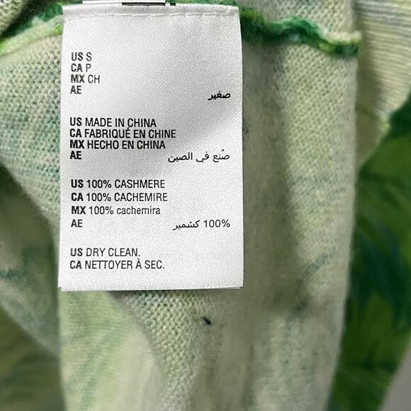 Charter Club Tropical Palm Print Cashmere Sweater Size S Green Quiet Luxury - Picture 6 of 6